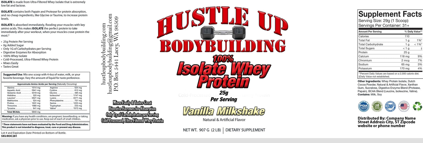 Isolate Whey Protein Powder-Vanilla Milkshake